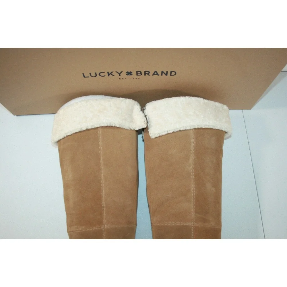 Lucky Brand Ysabel Chalet Oiled Suede Tan Thigh High Women's Boots Size 9 M NEW